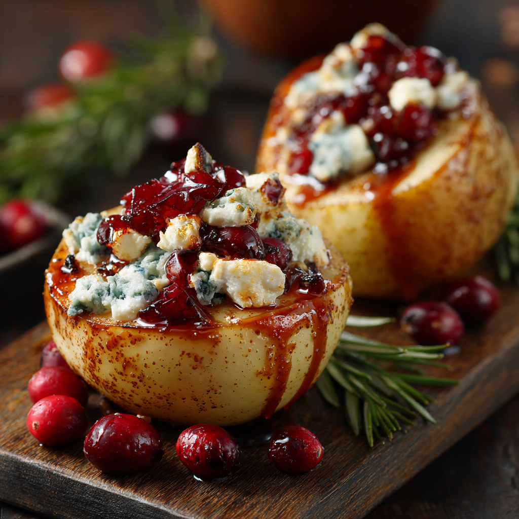 Delicious Baked Pears with Feta, Honey, and Cranberries