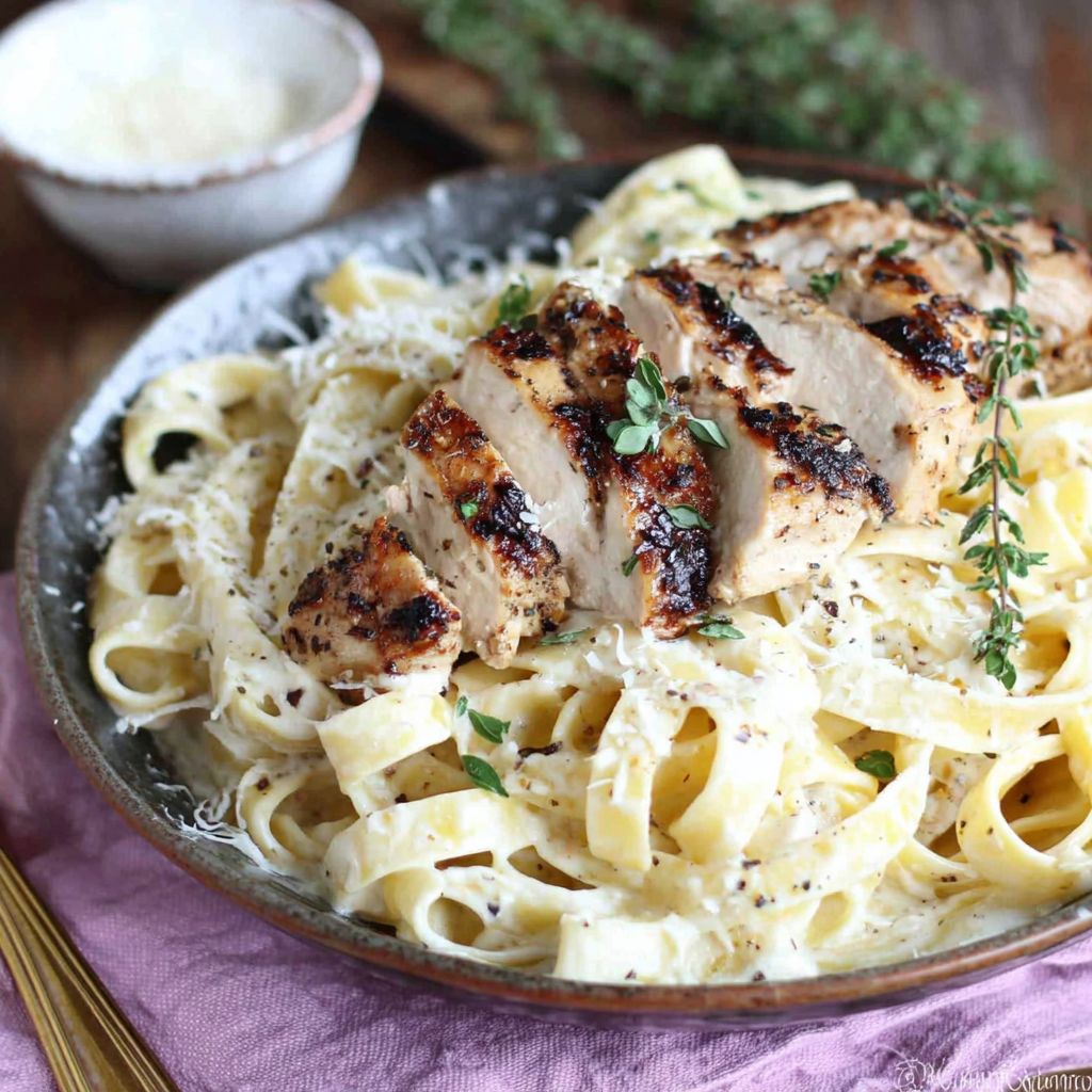 Delicious Fettuccine Alfredo with Grilled Chicken