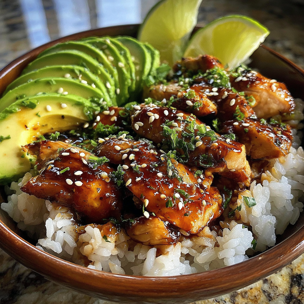 Flavorful Teriyaki Chicken Avocado Rice Bowl Recipe