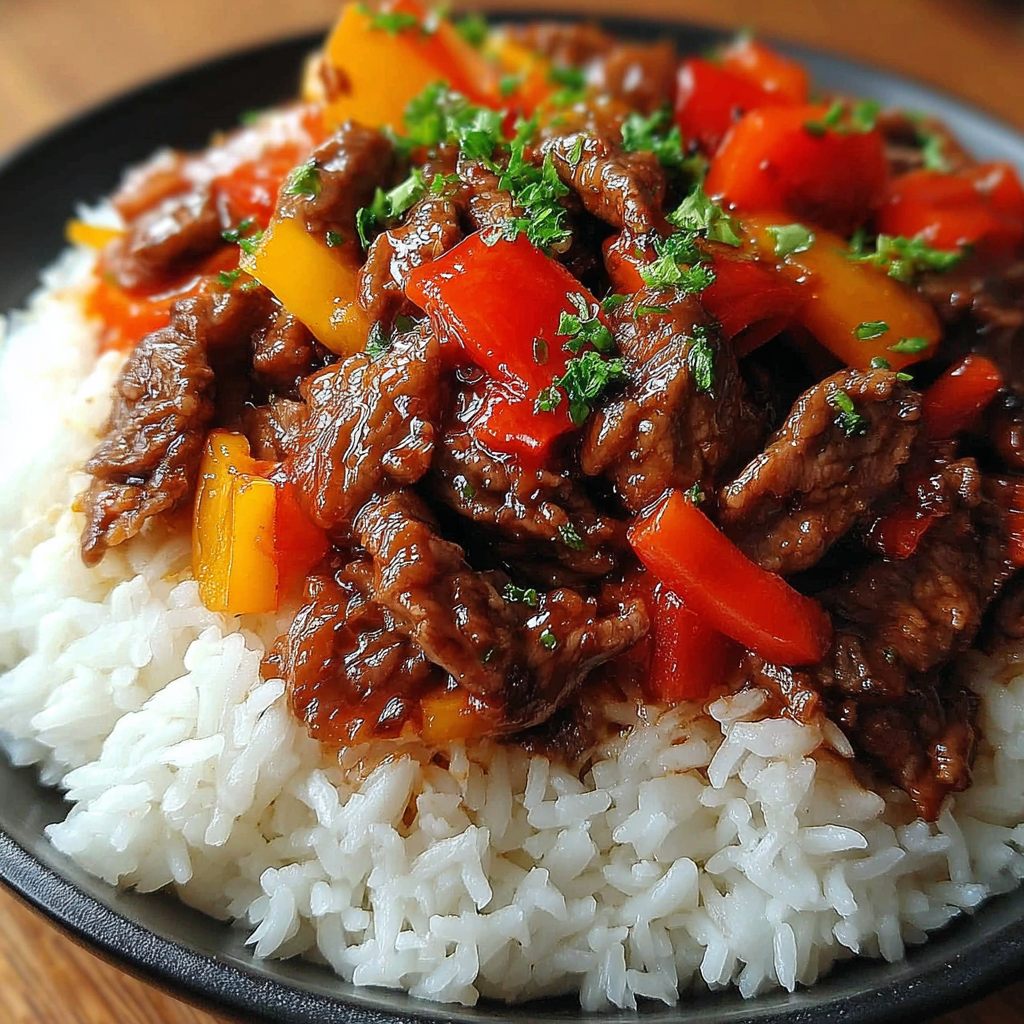 Healthy Beef and Pepper Rice Bowl Recipe