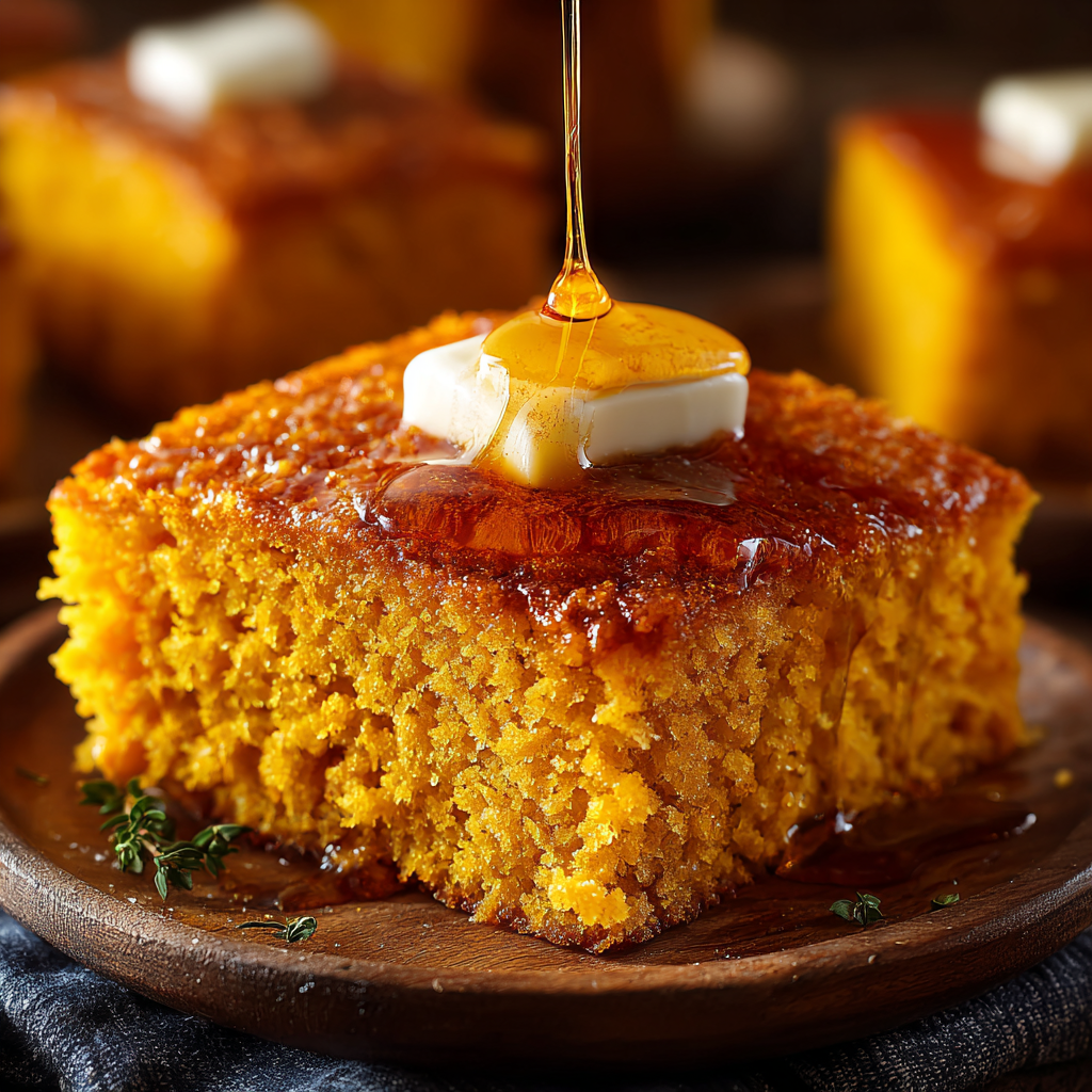 Maple Honey Butter Sweet Potato Cornbread Delight