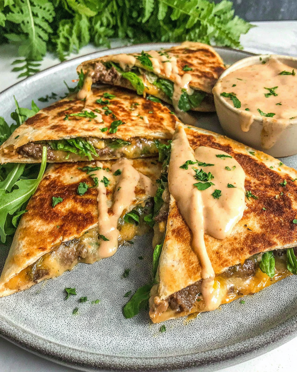 Cheeseburger Quesadillas with Burger Sauce Recipe