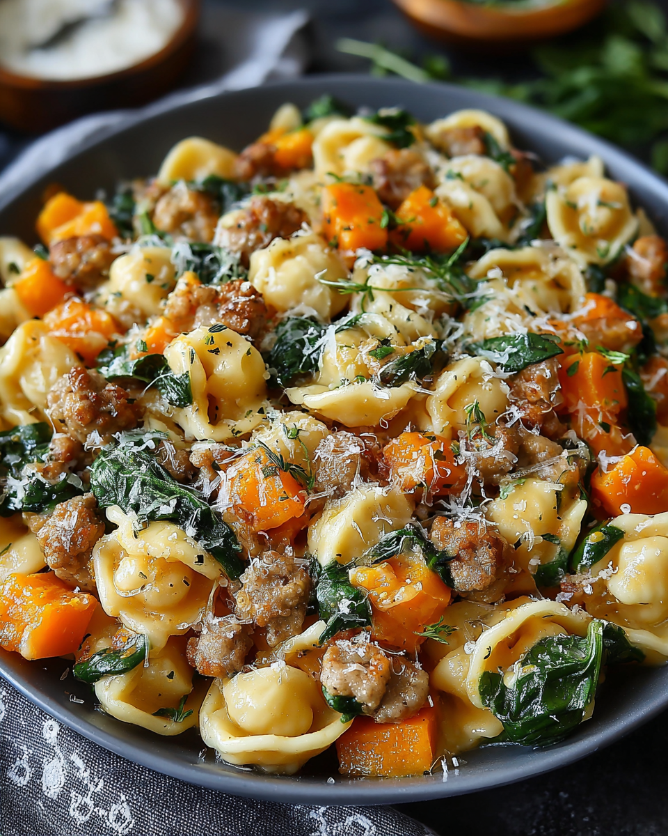 Comforting Butternut Squash Pasta with Sausage and Spinach