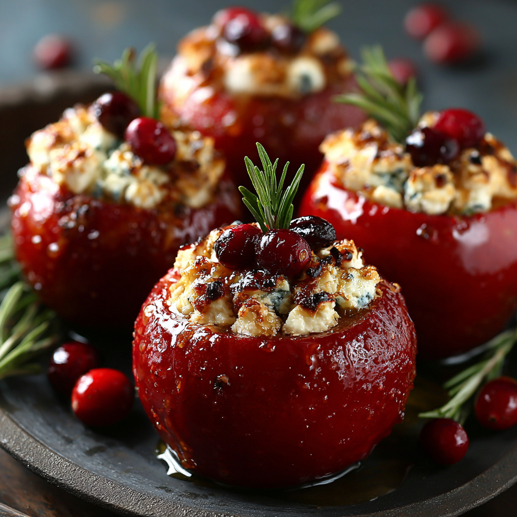 Delicious Baked Apples with Feta, Honey, and Cranberries