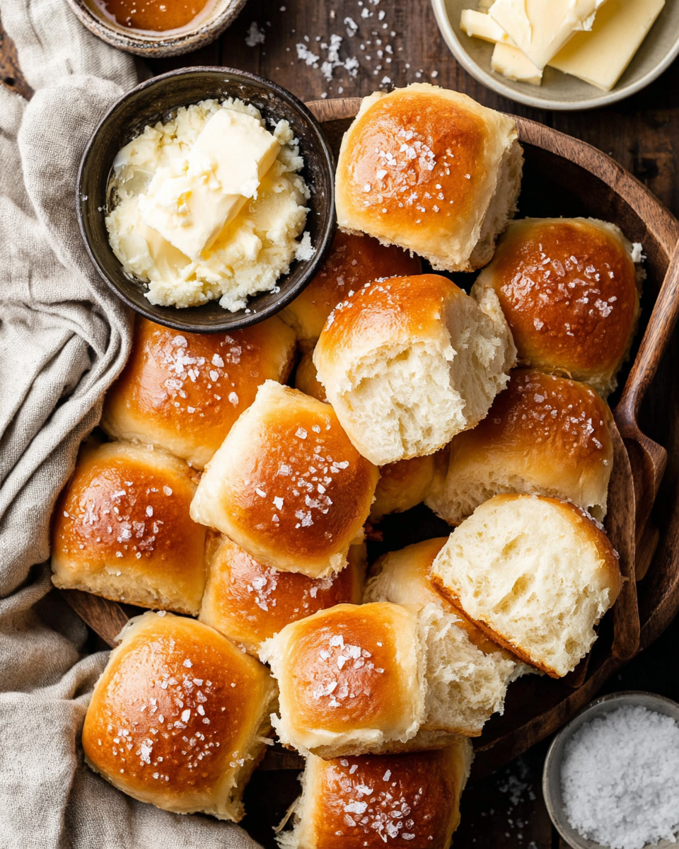 Delicious Salted Honey Butter Parker House Rolls