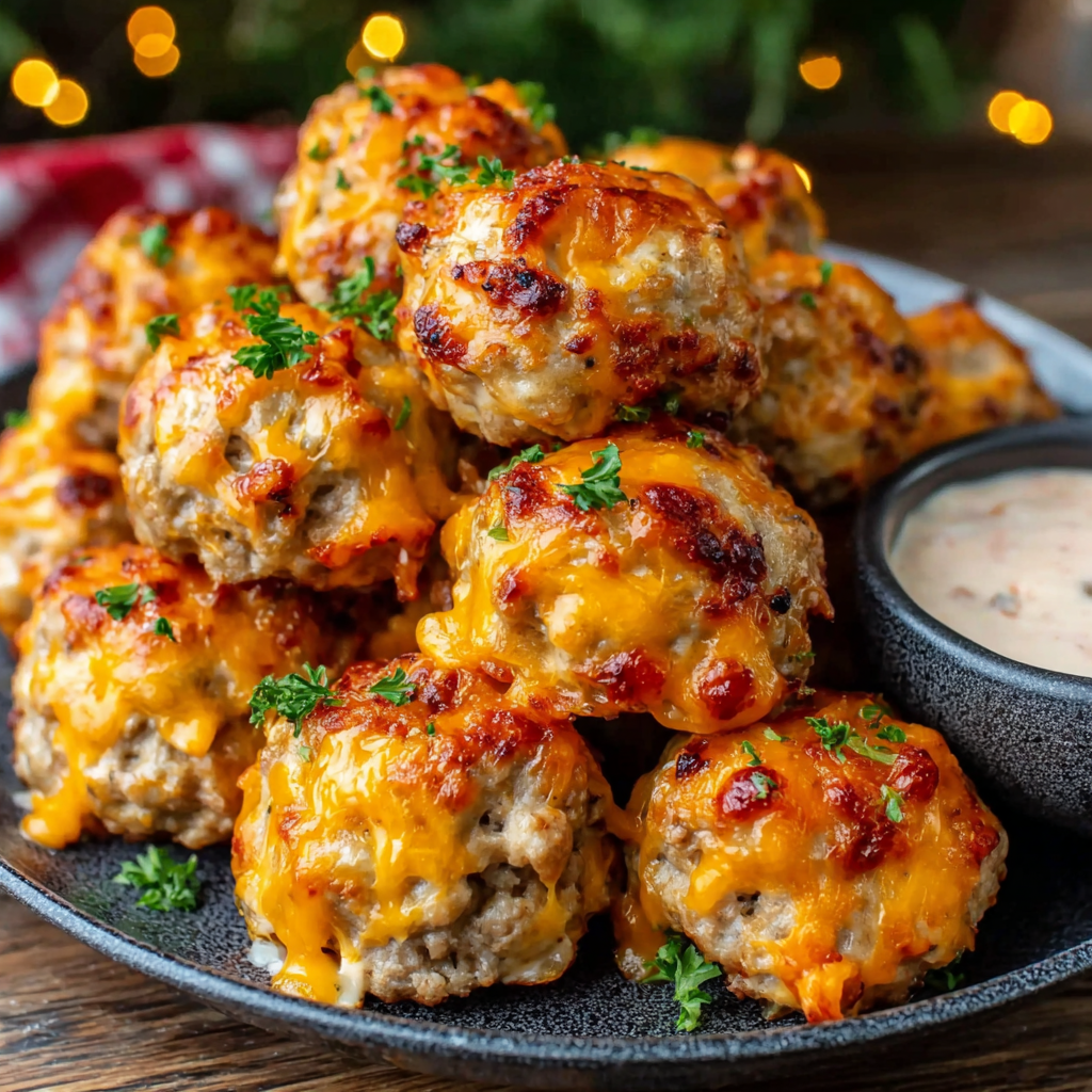 Jalapeno Cheddar Sausage Balls with Cream Cheese Recipe