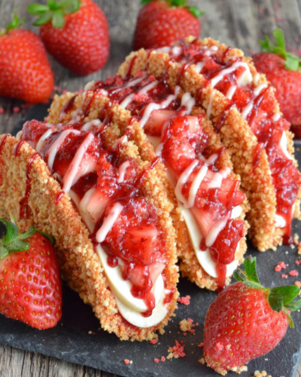 Creating Strawberry Crunch Cheesecake Tacos