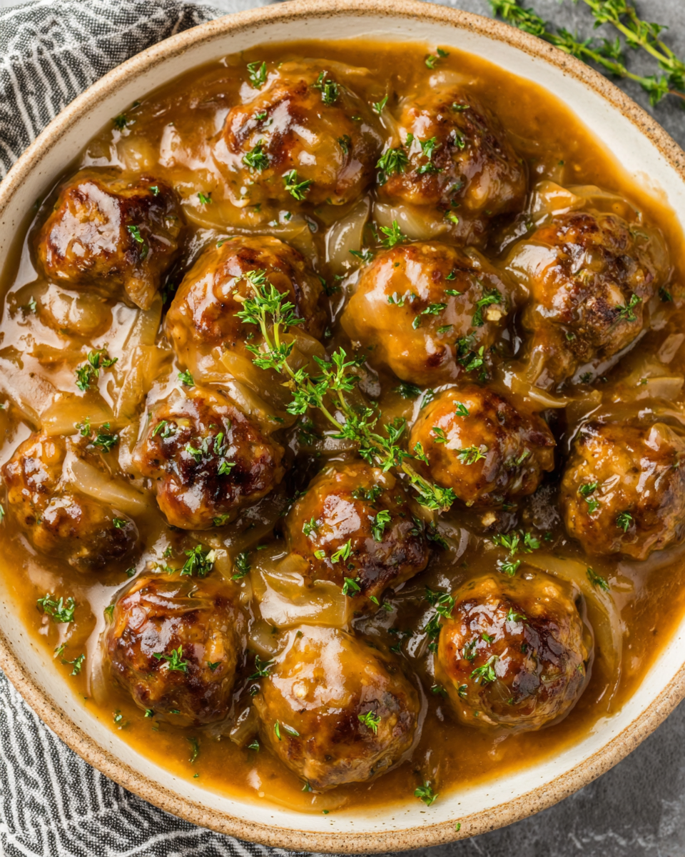 Crock Pot French Onion Beef Meatballs for Dinner