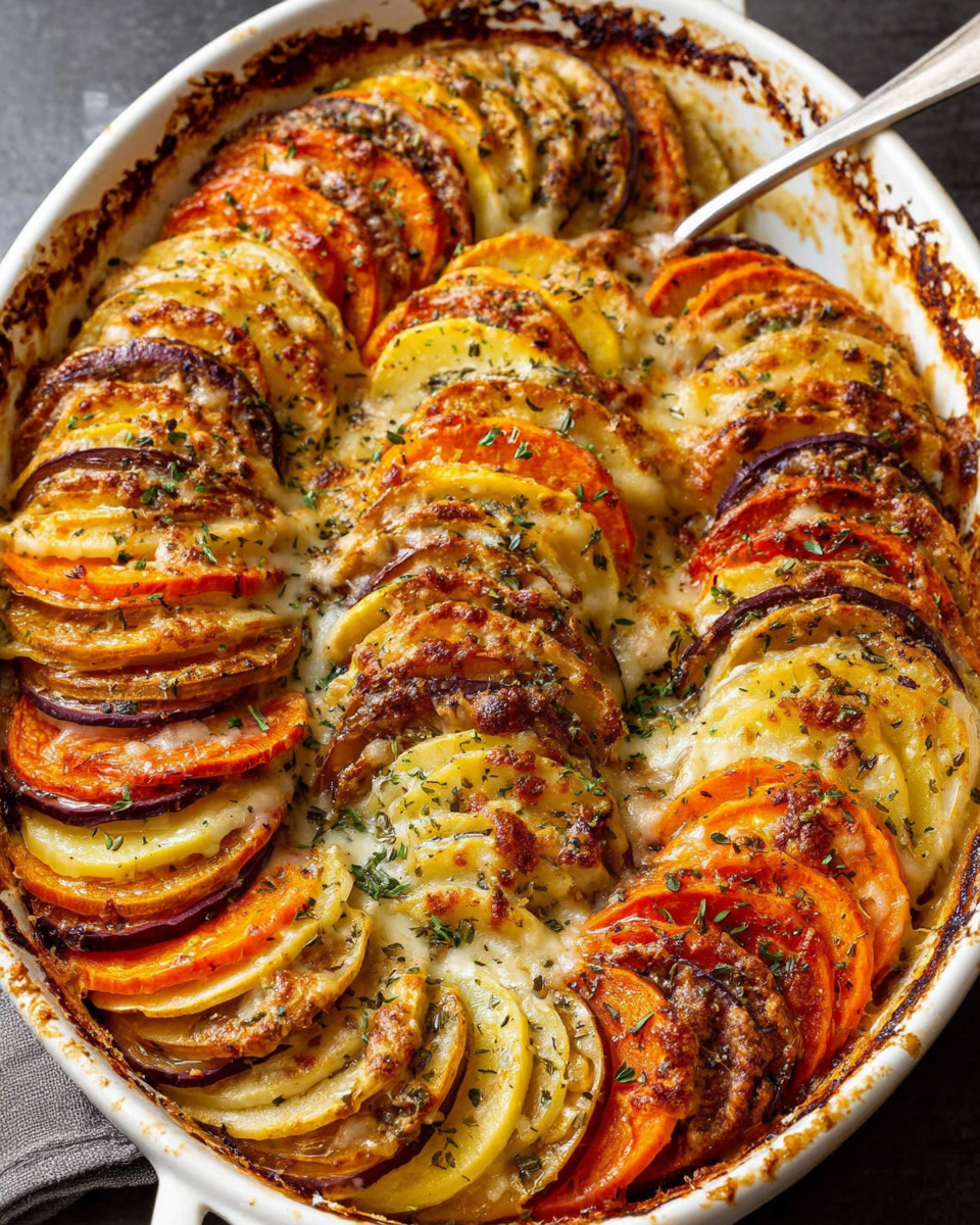 Decadent Cheesy Root Vegetable Gratin for Home Meals