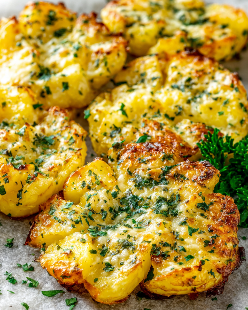 Flavorful Garlic Parmesan Smashed Potatoes Recipe