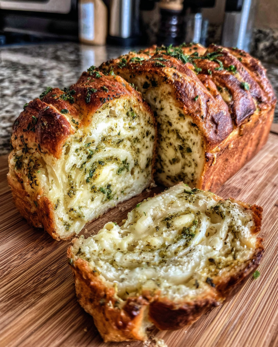 Irresistible Swirled Garlic Herb & Cheese Bread