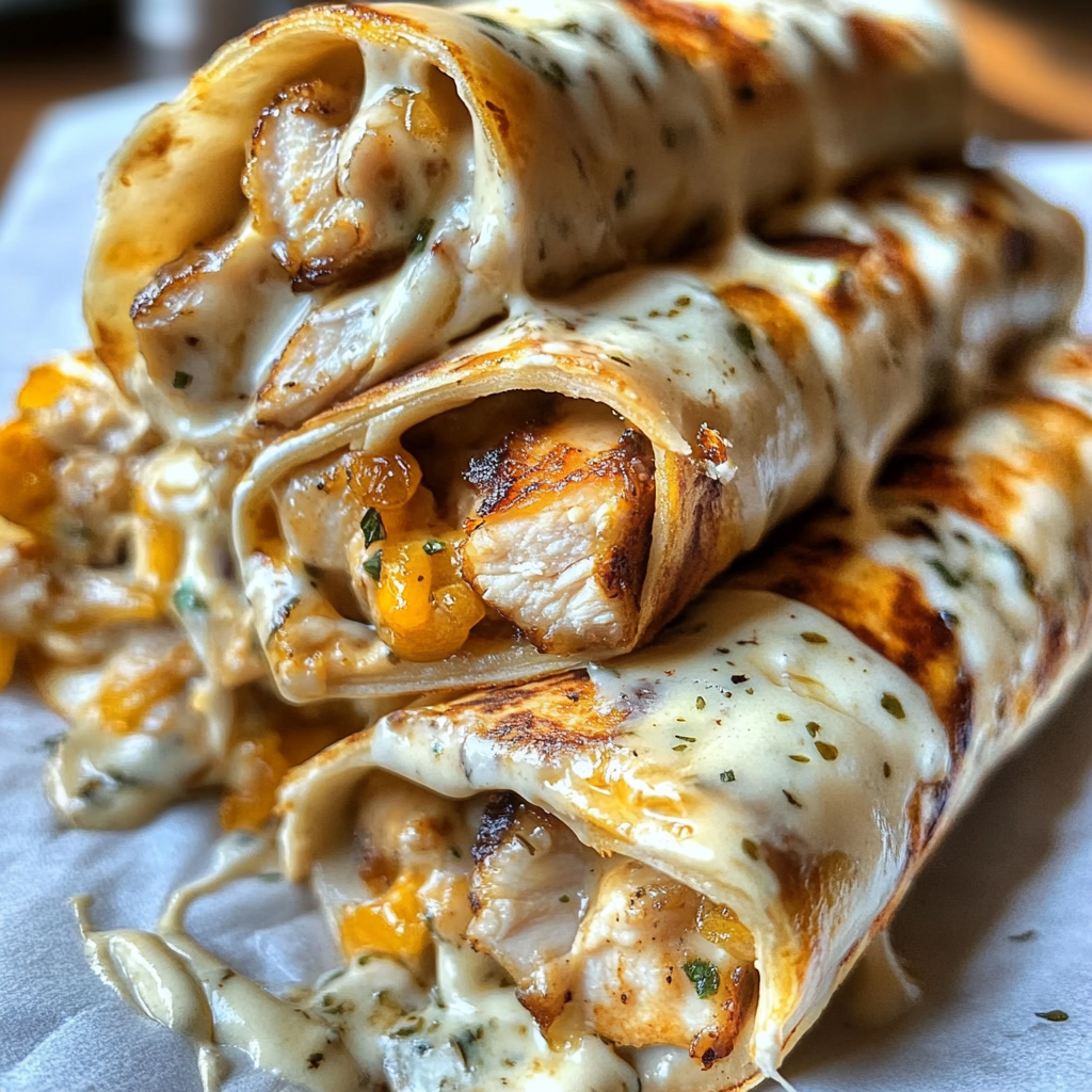 Deliciously Cheesy Garlic Chicken Wraps for Dinner