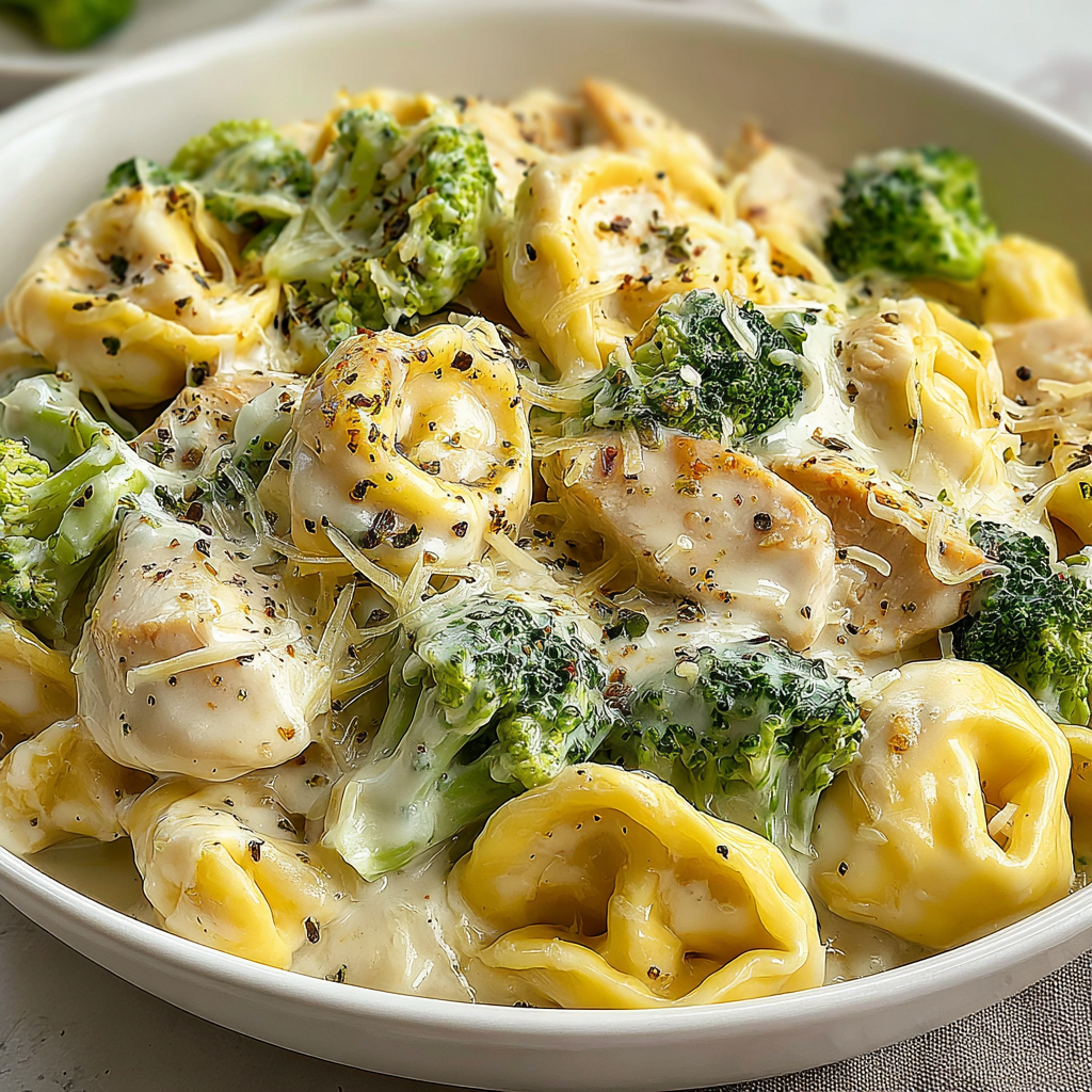 Cheesy Chicken Broccoli Tortellini Alfredo Delight