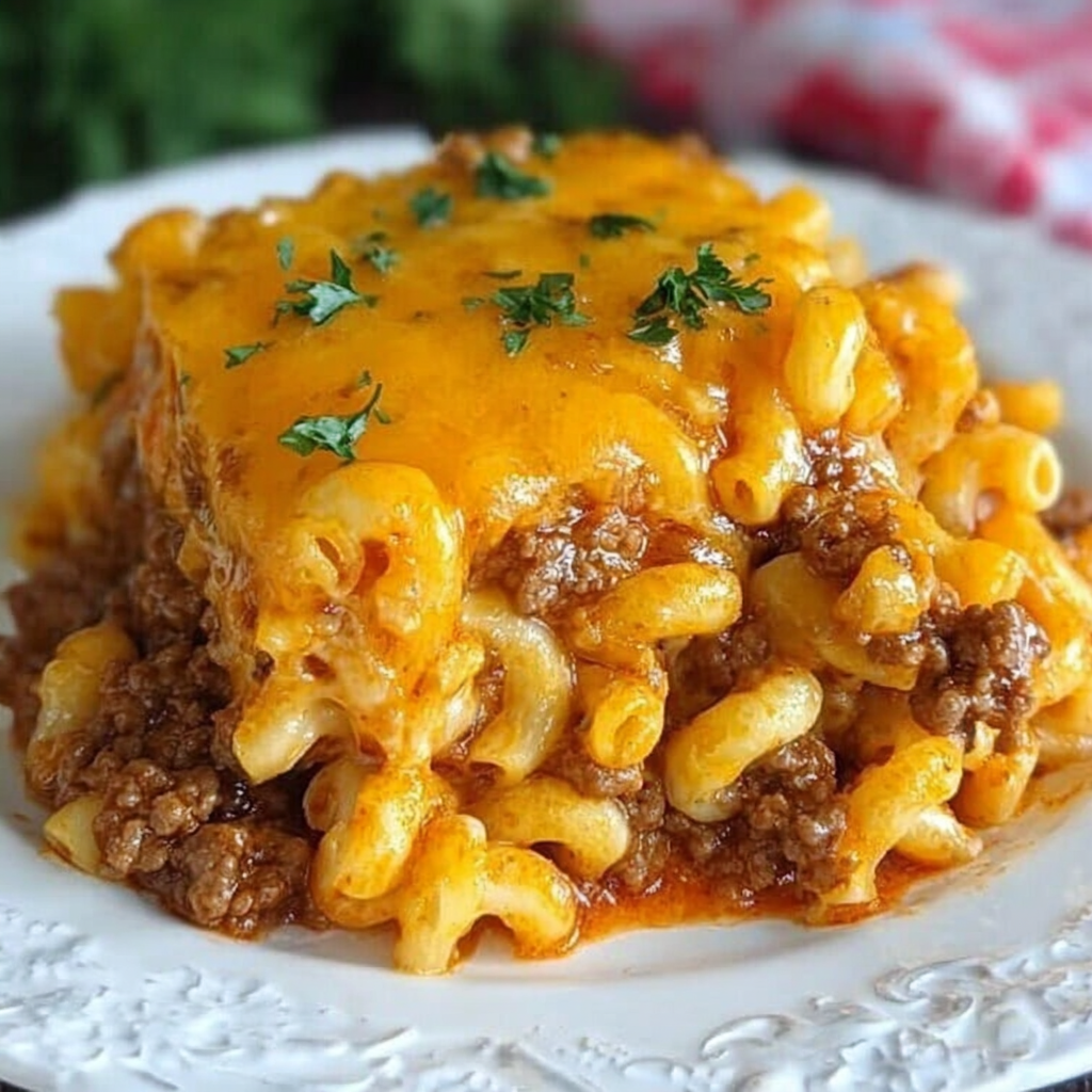 Comforting Cheesy Beef and Macaroni Casserole