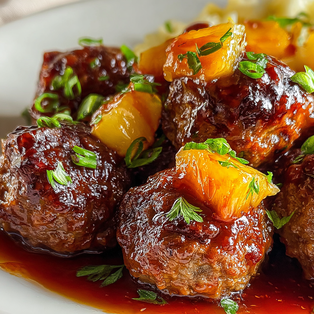 Flavorful Slow Cooker Pineapple-BBQ Meatballs