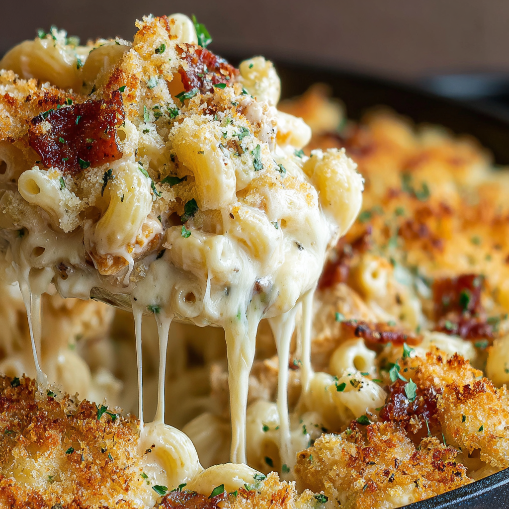 Indulge in Cheesy Chicken Bacon Ranch Macaroni
