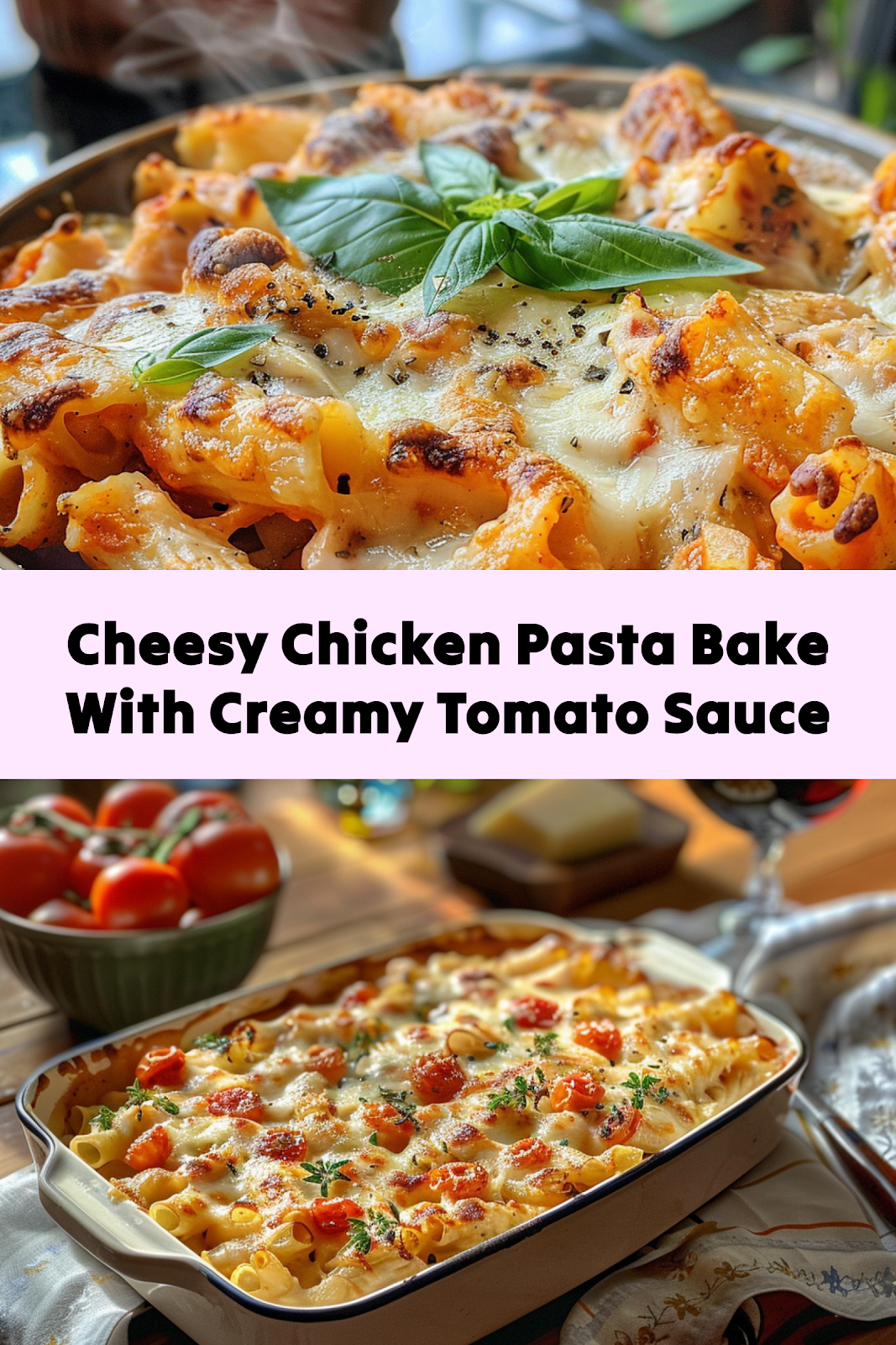 Easy Cheesy Chicken Pasta Bake with Creamy Tomato Sauce