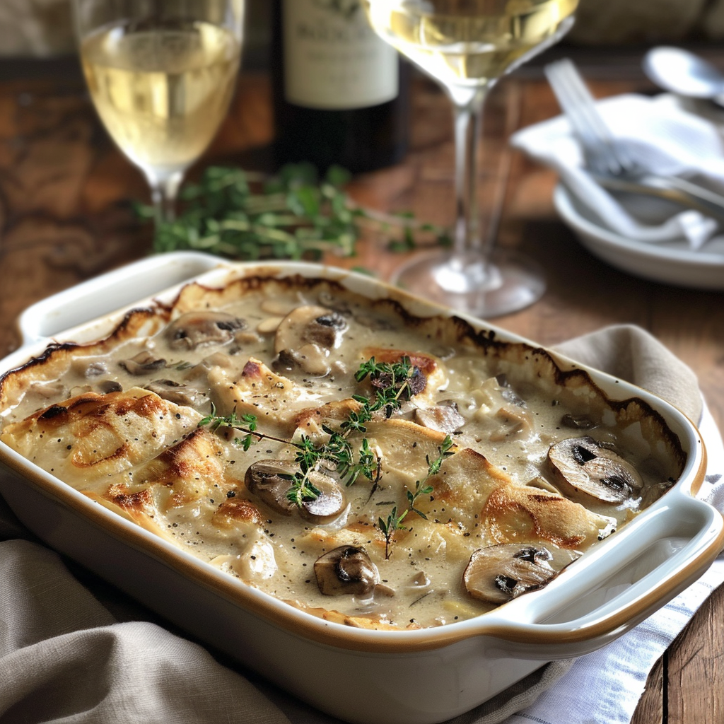 how to make Creamy Chicken Mushroom Casserole With Herbs step by step