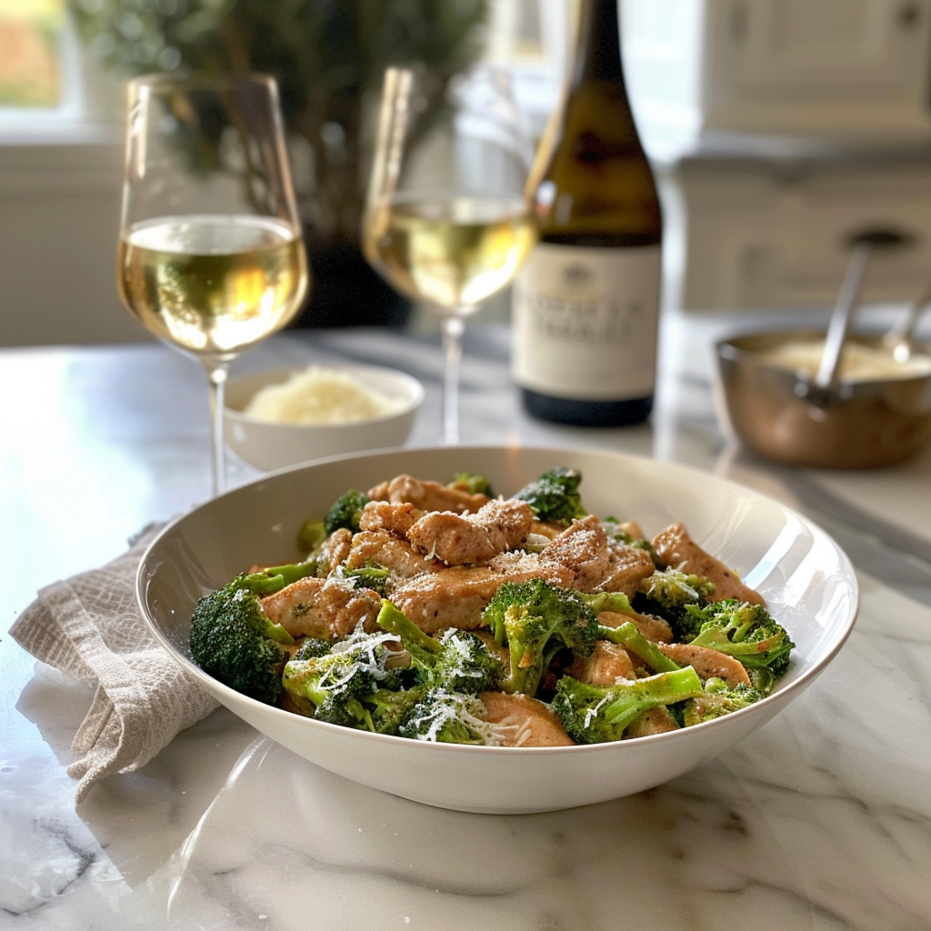 how to make Garlic Parmesan Chicken & Broccoli Stir-Fry With Creamy Sauce step by step