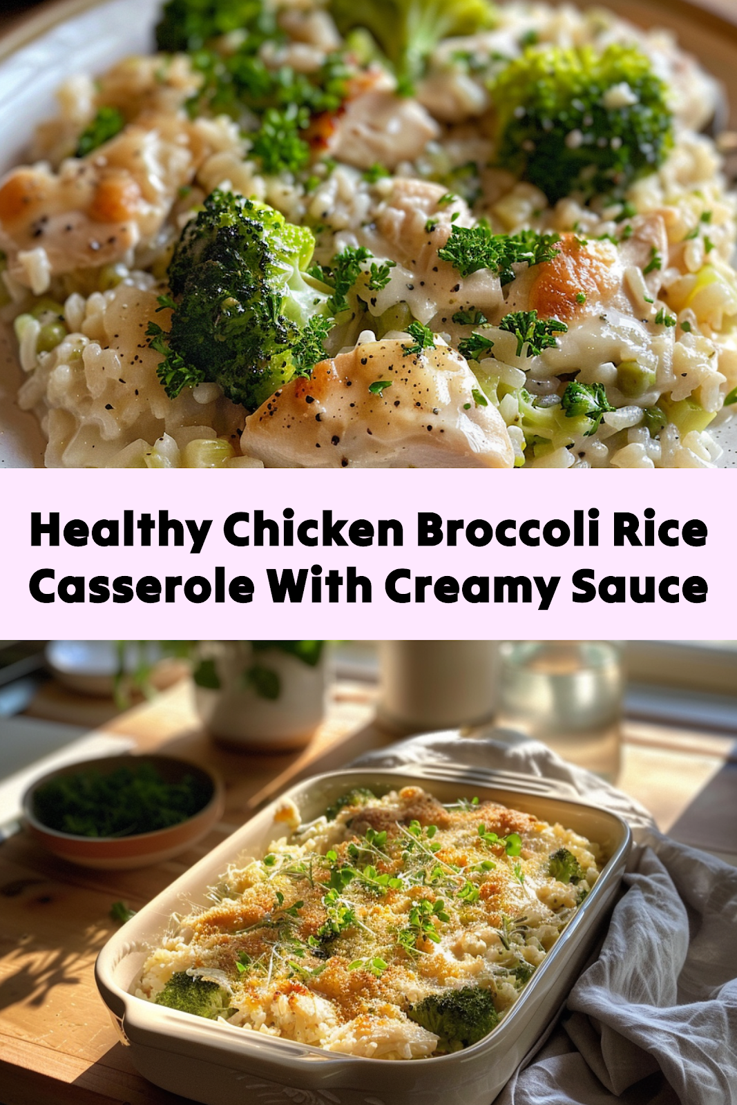 Healthy Chicken Broccoli Rice Casserole with Easy Creamy Sauce