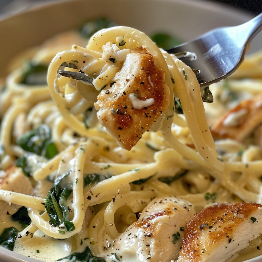 fresh ingredients for 30-Minute Creamy Garlic Parmesan Chicken Pasta With Spinach