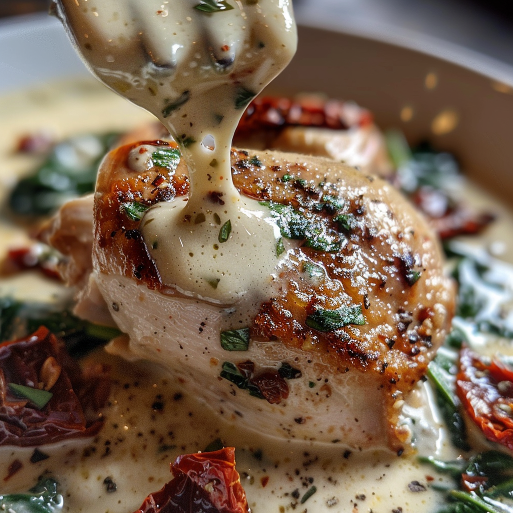 fresh ingredients for Weeknight Creamy Chicken & Spinach Dinner With Sun-Dried Tomatoes & Feta