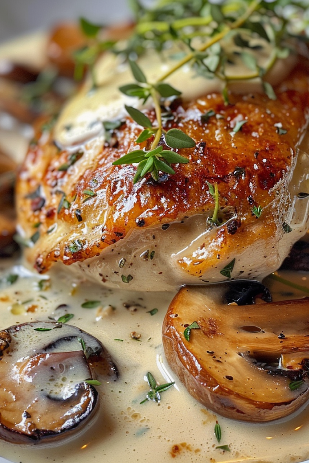 Creamy Chicken with White Wine Mushroom Sauce